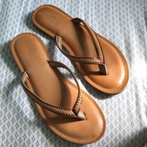Leather like flip flops